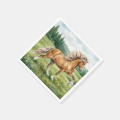 エルスカ アイスランドの馬 水彩画 スタンダードカクテルナプキン (角)