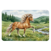 エルスカ アイスランドの馬 水彩画 マグネット (横)