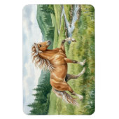 エルスカ アイスランドの馬 水彩画 マグネット (縦)