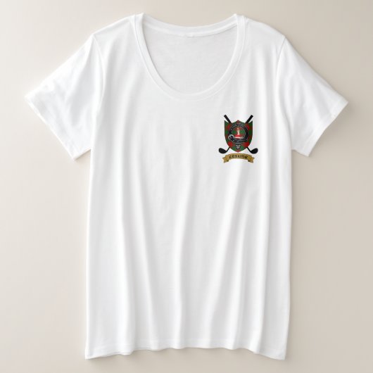 エルスキネクランバッジ&タータンチェックゴルフ プラスサイズTシャツ (デザイン正面)