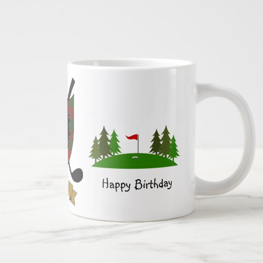 エルスキネクランバッジ&タータンチェックパーソナライズされたゴルフ ジャンボコーヒーマグカップ (右)