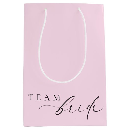 エルスミア ピンク ミニマリスト ウェディング チーム ブライド ミディアム ミディアムペーパーバッグ (正面)