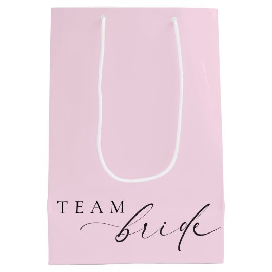 エルスミア ピンク ミニマリスト ウェディング チーム ブライド ミディアム ミディアムペーパーバッグ (裏面)
