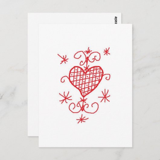 エルズリー赤いハートヴェーブブードゥーフードゥーラブシギル ポストカード (正面/裏面)
