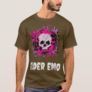 エルダーエモおもしろいゴシックとスケルトンピンクとパープル Tシャツ