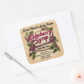 エルダーベリーシロップ事業商品ボトルラベル スクエアシール (封筒)