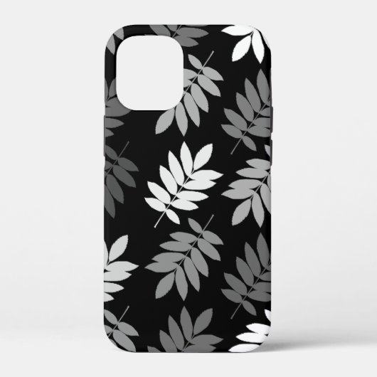 エルダーリーフ大判パターン ブラック ホワイト グレー Case-Mate iPhoneケース (裏面)