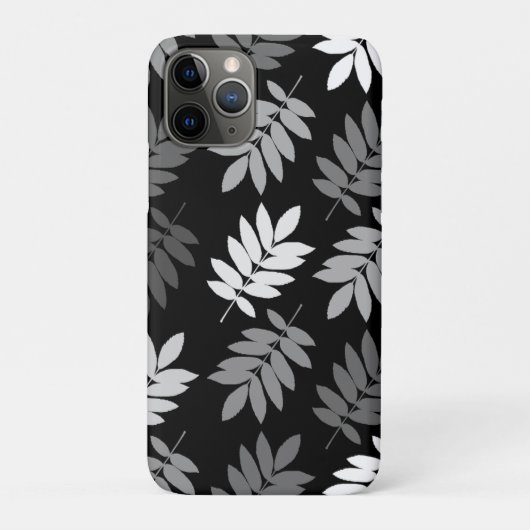 エルダーリーフ大判パターン ブラック ホワイト グレー Case-Mate iPhoneケース (裏)