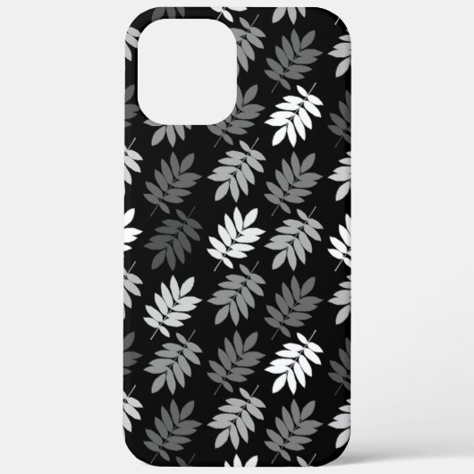 エルダーリーフ柄 ブラック ホワイト グレー Case-Mate iPhoneケース (裏面)