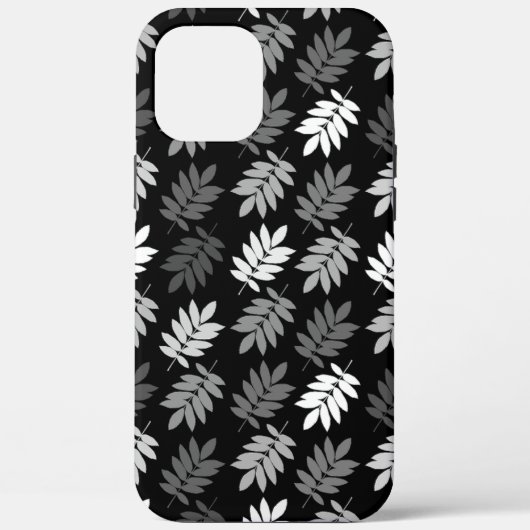 エルダーリーフ柄 ブラック ホワイト グレー Case-Mate iPhoneケース (裏面)