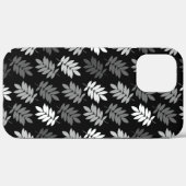 エルダーリーフ柄 ブラック ホワイト グレー Case-Mate iPhoneケース (裏面 (横))