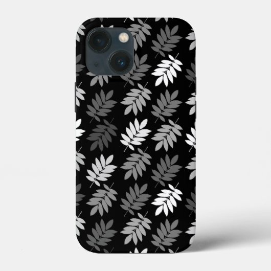 エルダーリーフ柄 ブラック ホワイト グレー Case-Mate iPhoneケース (裏面)