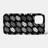 エルダーリーフ柄 ブラック ホワイト グレー Case-Mate iPhoneケース (裏面 (横))