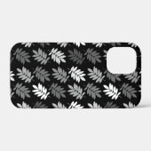 エルダーリーフ柄 ブラック ホワイト グレー Case-Mate iPhoneケース (裏面 (横))