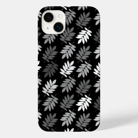 エルダーリーフ柄 ブラック ホワイト グレー Case-Mate iPhoneケース (裏面)