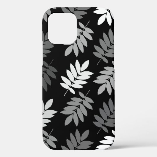エルダーリーフ 大柄 ブラック ホワイト グレー Case-Mate iPhoneケース (裏面)
