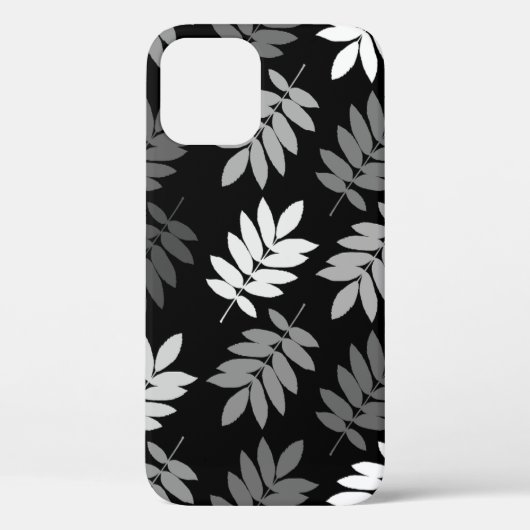 エルダーリーフ 大柄 ブラック ホワイト グレー Case-Mate iPhoneケース (裏面)