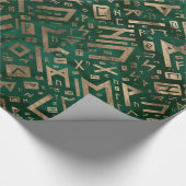 エルダールーン – Futhark Pattern金ゴールドon Malachite #1 ラッピングペーパー (角)