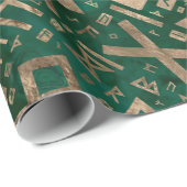 エルダールーン – Futhark Pattern金ゴールドon Malachite #1 ラッピングペーパー (ロールコーナー)