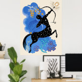 エルテザ〔占星術の〕十二宮図スイート射手座 ポスター (ホームオフィス)