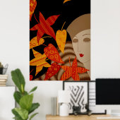 エルテ – 季節と秋[夜] ポスター (ホームオフィス)