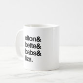 エルトン・ベティ・バブスとライザ コーヒーマグカップ (正面左)