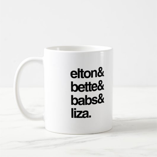 エルトン・ベティ・バブスとライザ コーヒーマグカップ (左)