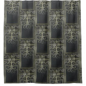 エルドリッヒシャワーカーテン(黒と金ゴールド) シャワーカーテン (正面)