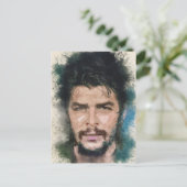 エルネストCHEゲバラ抽象芸術ウォーターカラーポートレート ポストカード (スタンド正面)