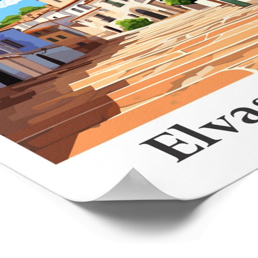 エルバスポルトガルヴィンテージトラベルイラストレーション ポスター (角)