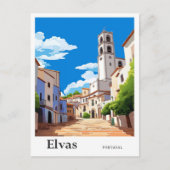 エルバスポルトガルヴィンテージトラベルイラストレーション ポストカード (正面)