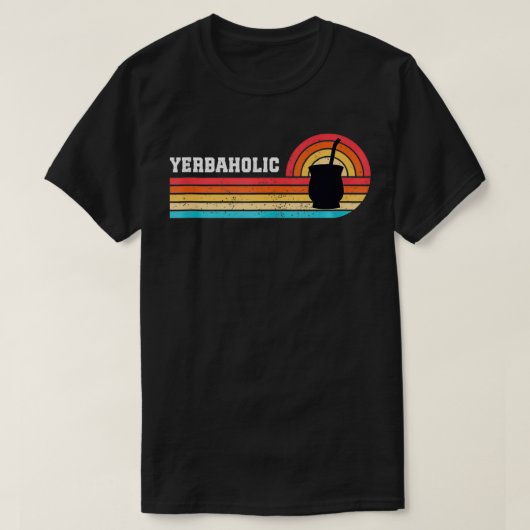 エルバメイトアルゼンチンメイトティー飲む恋人レトロ Tシャツ (デザイン正面)