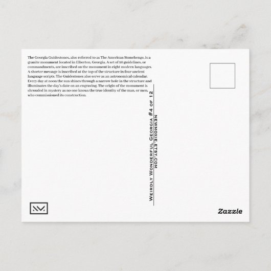 エルバートンジョージアUSポストカードGA ポストカード (裏面)