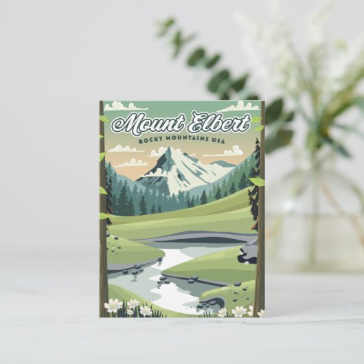 エルバート山ロッキー山脈の旅行ポスター ポストカード (スタンド正面)