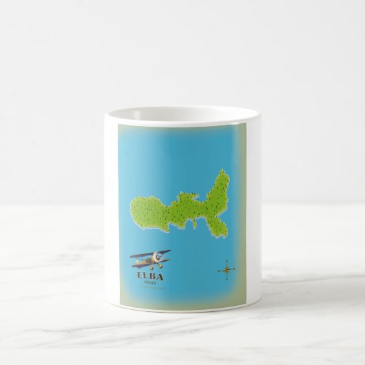 エルバ島イタリア地図トラベルポスター コーヒーマグカップ (中央)