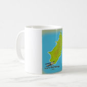 エルバ島イタリア地図トラベルポスター コーヒーマグカップ (正面左)