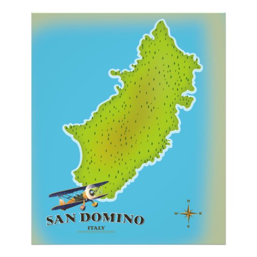 エルバ島イタリア地図トラベルポスター フォトプリント            (正面)