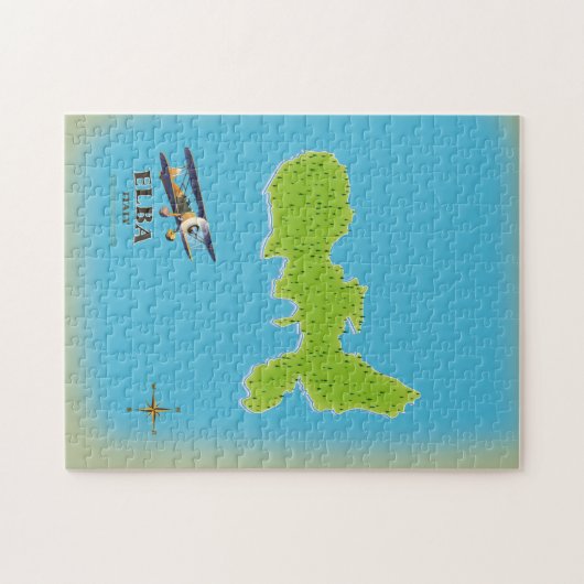 エルバ・イタリア地図と旅行のポスター ジグソーパズル (横)