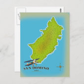 エルバ・イタリア地図と旅行のポスター ポストカード (正面/裏面)