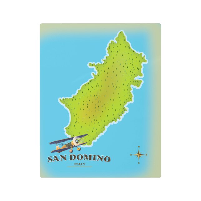 エルバ・イタリア地図と旅行のポスター メタルプリント (正面)