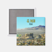 エルパソダウンタウンマウンテンテキサス州ヴィンテージ マグネット (正面/裏面)