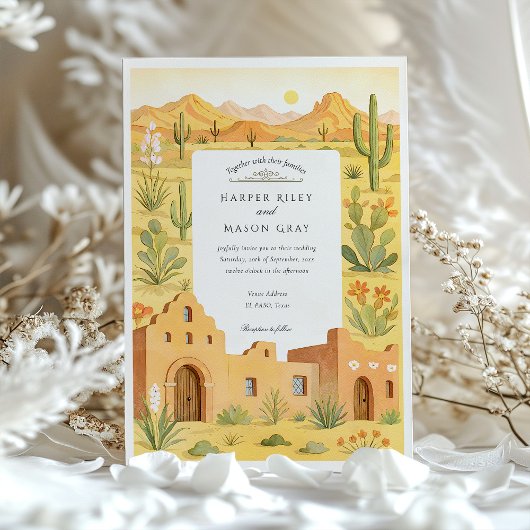 エルパソテキサス州サボテン&アドビ結婚ハウスズ 招待状