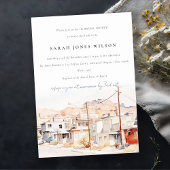 エルパソテキサス州シティスケープ水彩ブライダルシャワー 招待状