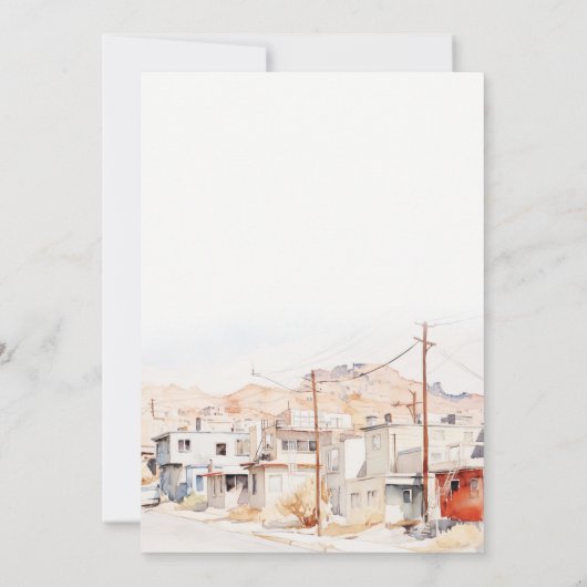 エルパソテキサス州シティスケープ水彩色カップルのシャワー 招待状 (裏面)