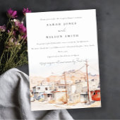 エルパソテキサス州シティスケープ水彩色カップルのシャワー 招待状