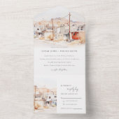 エルパソテキサス州シティスケープ水結婚色の オールインワン招待状 (内側)