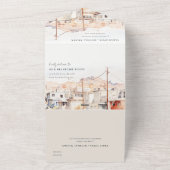 エルパソテキサス州シティスケープ水結婚色の オールインワン招待状 (外側)