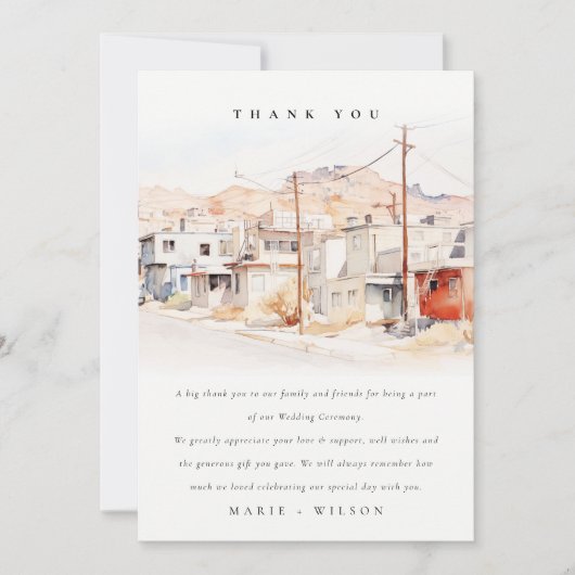 エルパソテキサス州シティスケープ水結婚色の サンキューカード (正面)