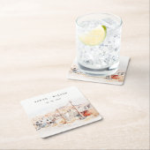 エルパソテキサス州シティスケープ水結婚色の スクエアペーパーコースター (インサイチュ)