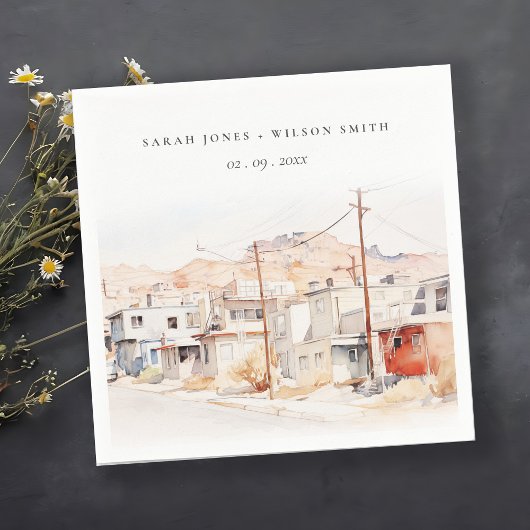 エルパソテキサス州シティスケープ水結婚色の スタンダードカクテルナプキン